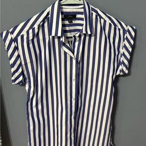 J. Crew Navy and White Striped Casual Shirt